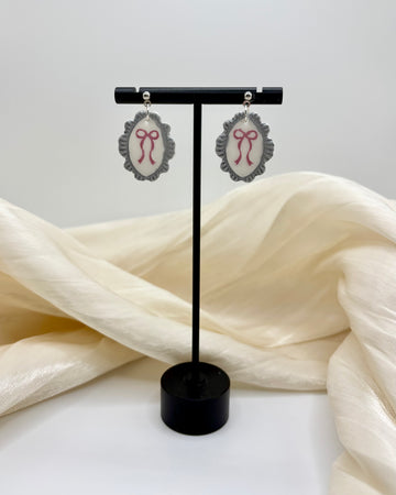 Vintage Bow Polymer Clay Earrings