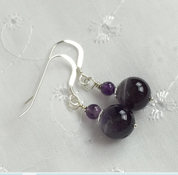 Amethyst and Agate Drop Earrings