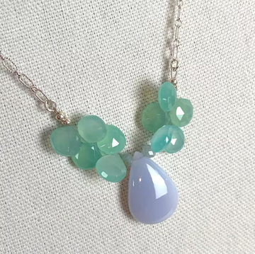 Blue and Green Chalcedony Necklace