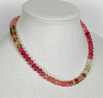 Fire Agate and Cherry Quartz Necklace