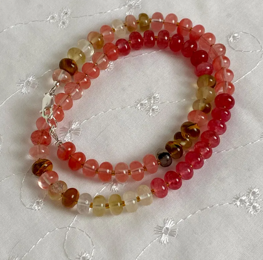 Fire Agate and Cherry Quartz Necklace