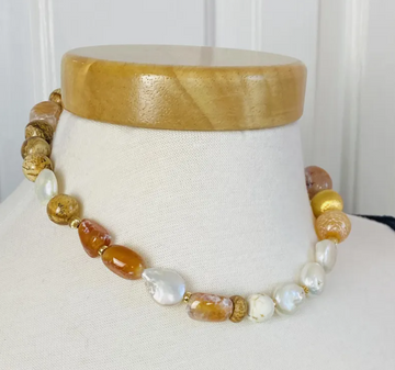 Gemstone and Pearl Necklace