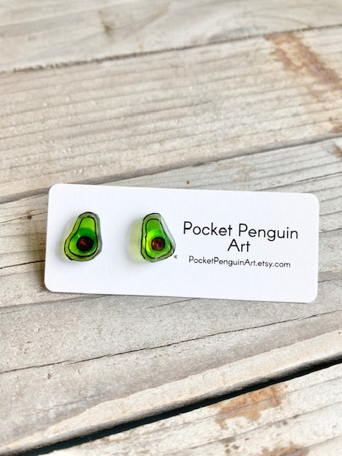 Pocket Penguin Earrings Avocado