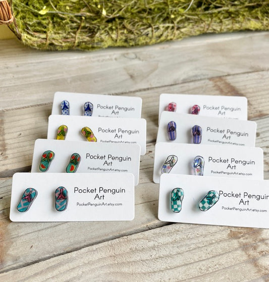 Pocket Penguin Earrings Flip Flops