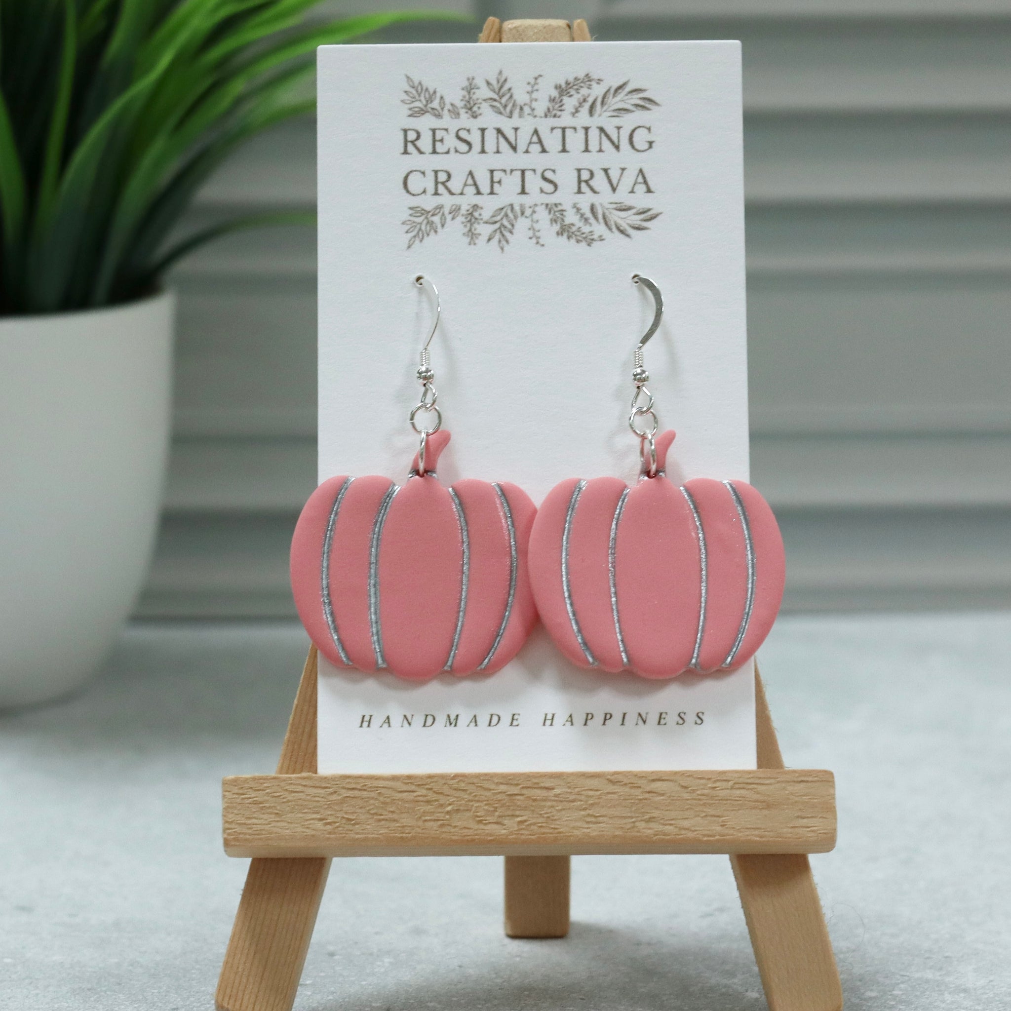 Gilded Pumpkin Polymer Clay Earrings - Halloween Dangle Jewelry with Hypoallergenic Sterling Silver