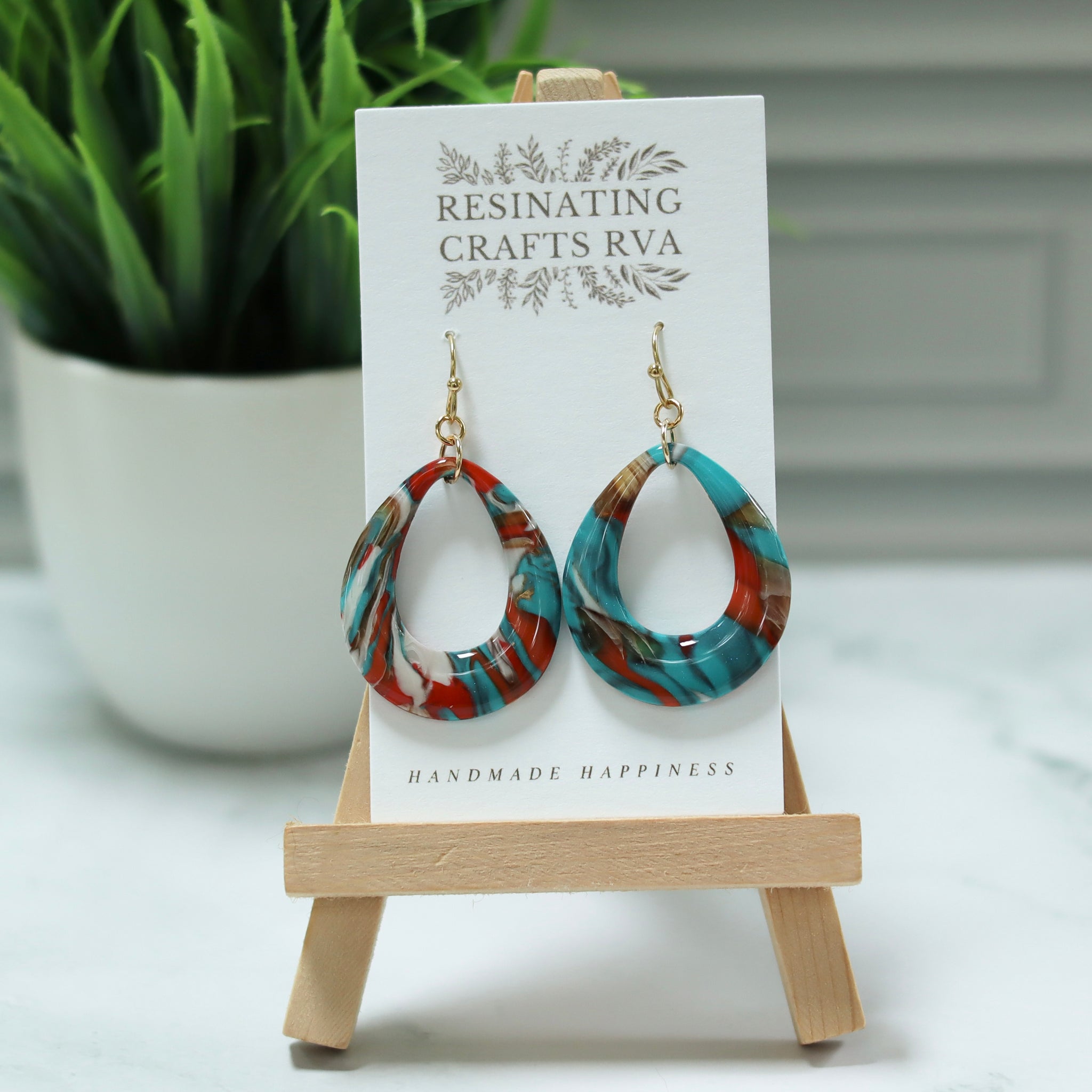 Rainbow Turquoise Faux Stone Polymer Clay Earrings