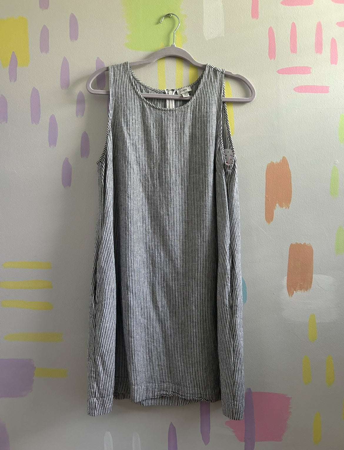 J. Crew Navy and White Striped Sleeveless Shift Dress - Size 12