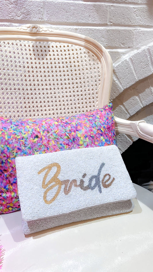 Colorful Bride Hand Beaded Flap Clutch