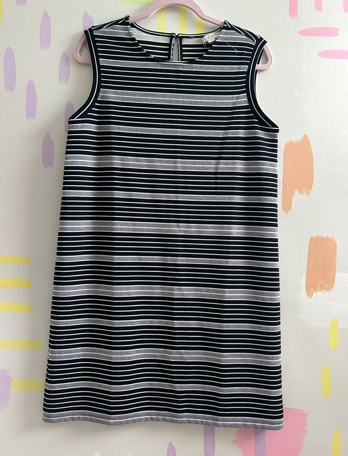 Loft Black and White Striped Sleeveless Dress - Size Small