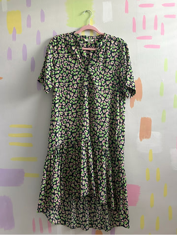 Tucker Black Multi-Color Leopard Print High-Low Midi Dress - Size X-Small