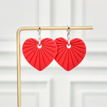 Embossed Hearts Polymer Clay Earrings