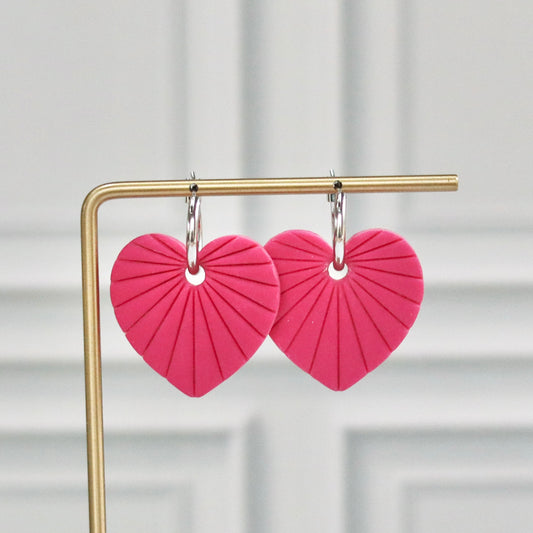 Embossed Hearts Polymer Clay Earrings