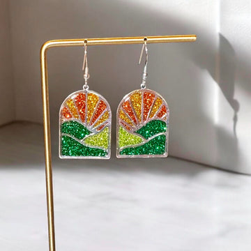 Sunset Fields glitter sterling silver dangle earrings
