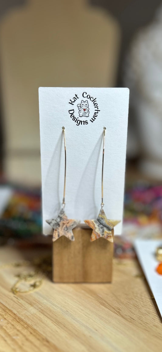 Agate Star Long Earrings