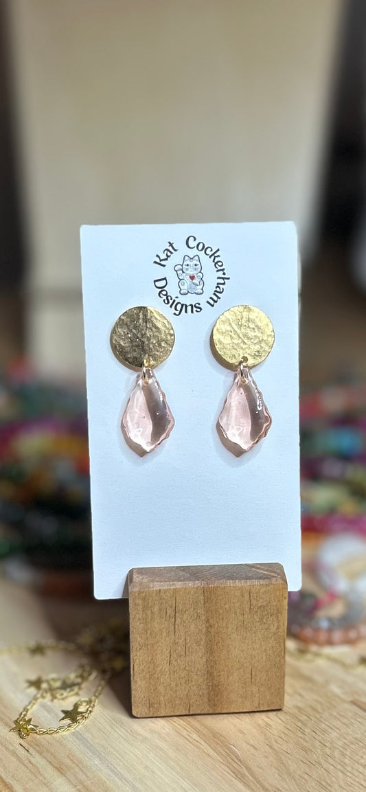 Vintage glass gold post earrings