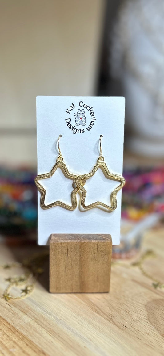 Gold plate star earrings