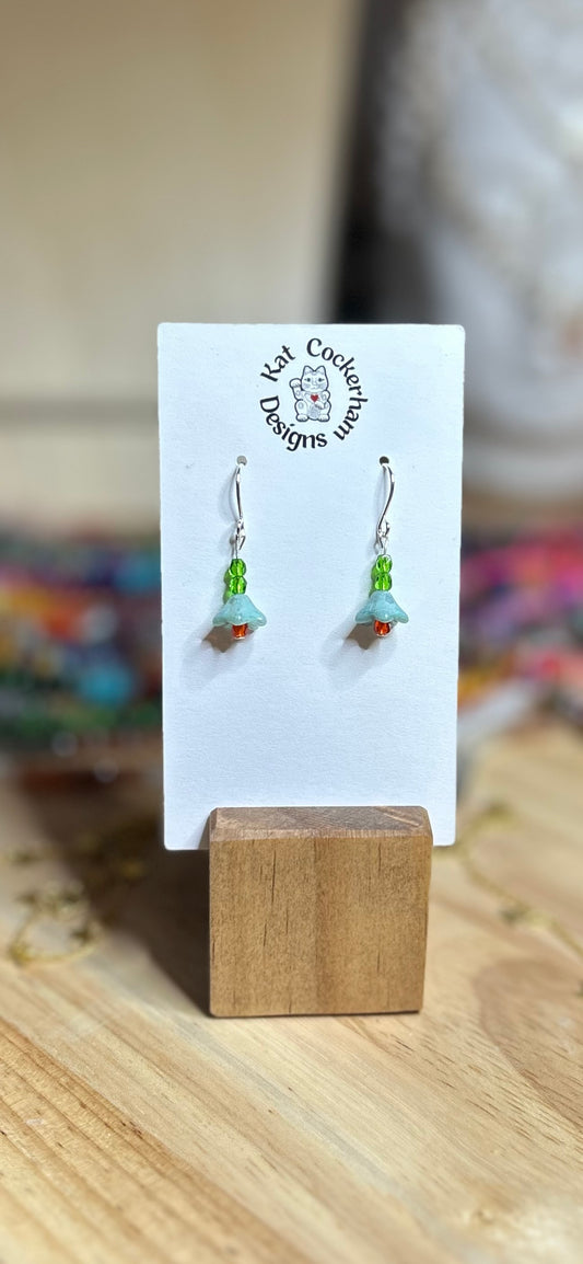 Silver green fresh water pearl earrings