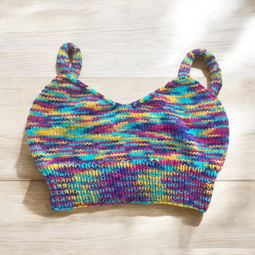 Hand Knit Crop Top: Medium, multi