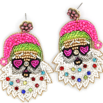 Confetti Santa Seed Bead Earrings