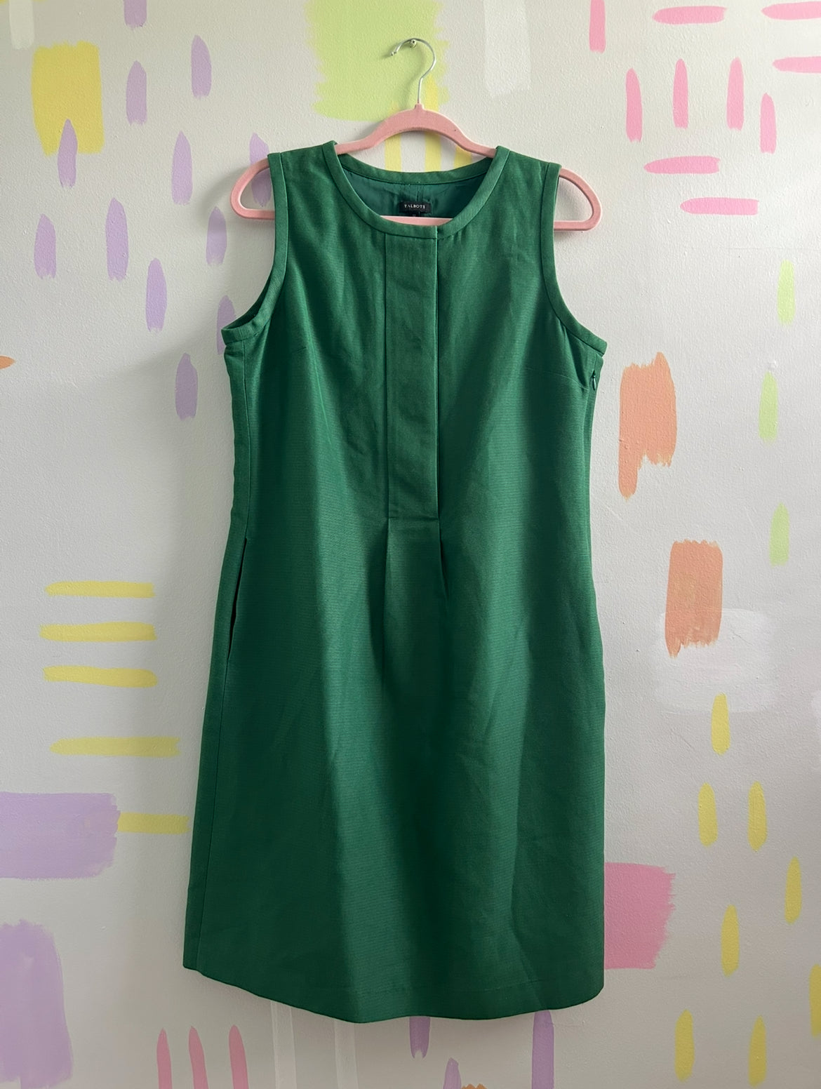Talbots Forest Green Sleeveless Shift Dress - Size 12