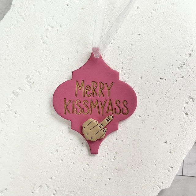 Middle Finger Merry KissMyA$$ Christmas Ornament