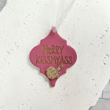 Middle Finger Merry KissMyA$$ Christmas Ornament