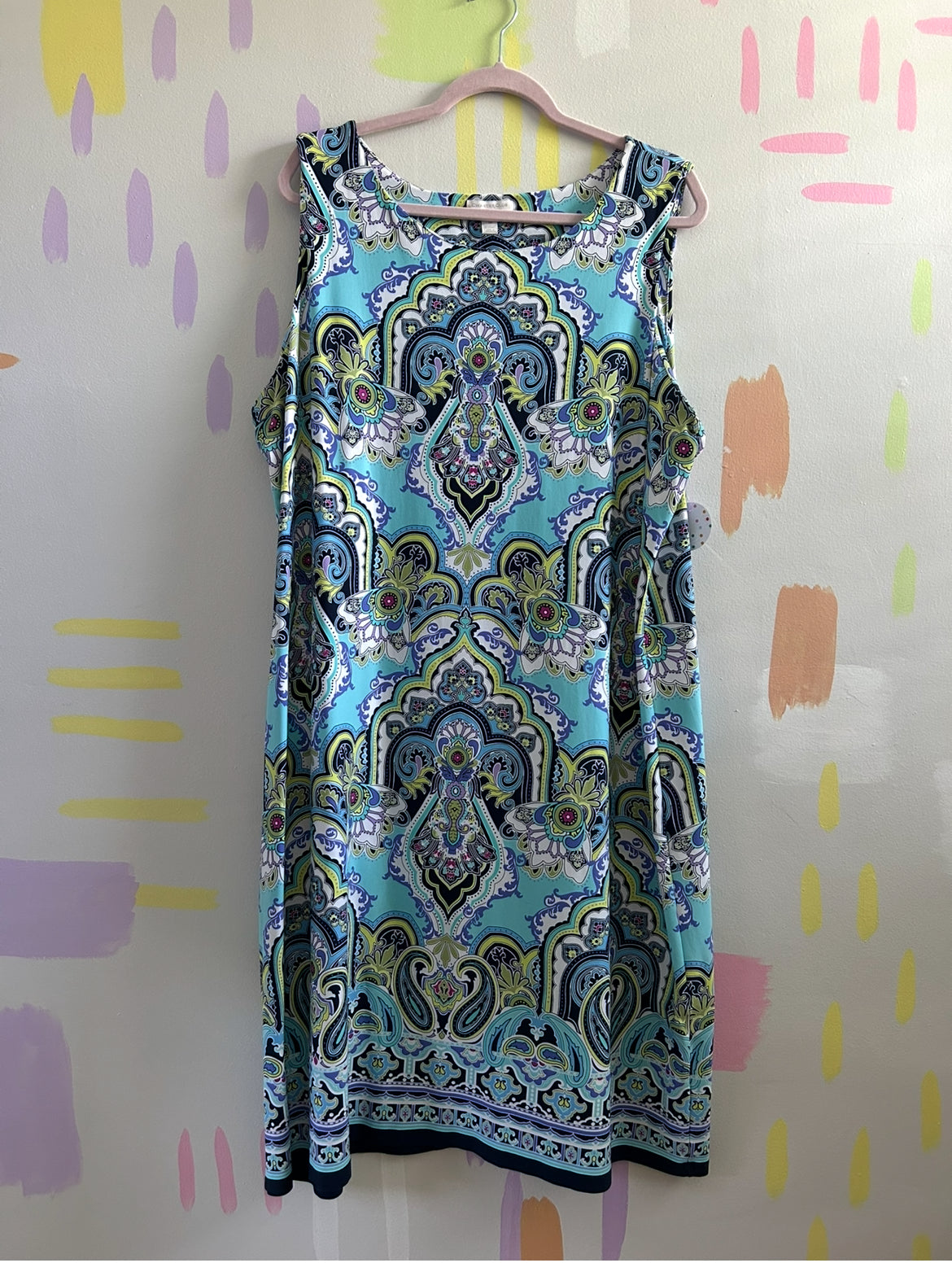Charter Club Aqua Multi-Print Sleeveless Shift Dress - Size 3X