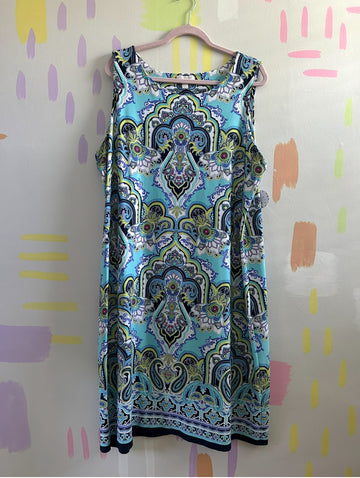 Charter Club Aqua Multi-Print Sleeveless Shift Dress - Size 3X