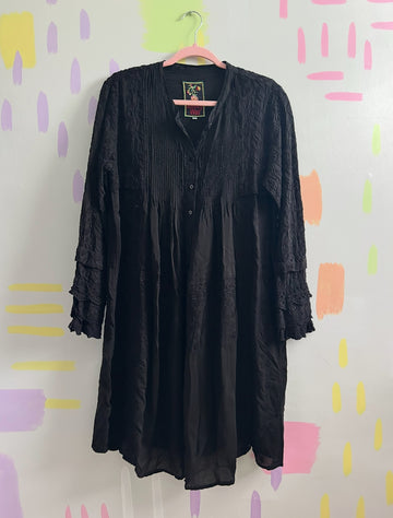 Johnny Was Black Embroidered Tunic Dress - Size Medium
