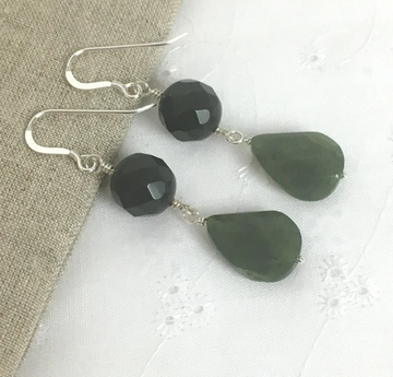 Jade and Black Agate Earrings