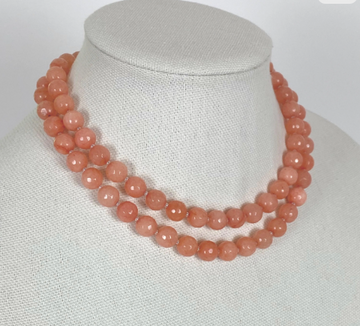Long Peach Jade necklace