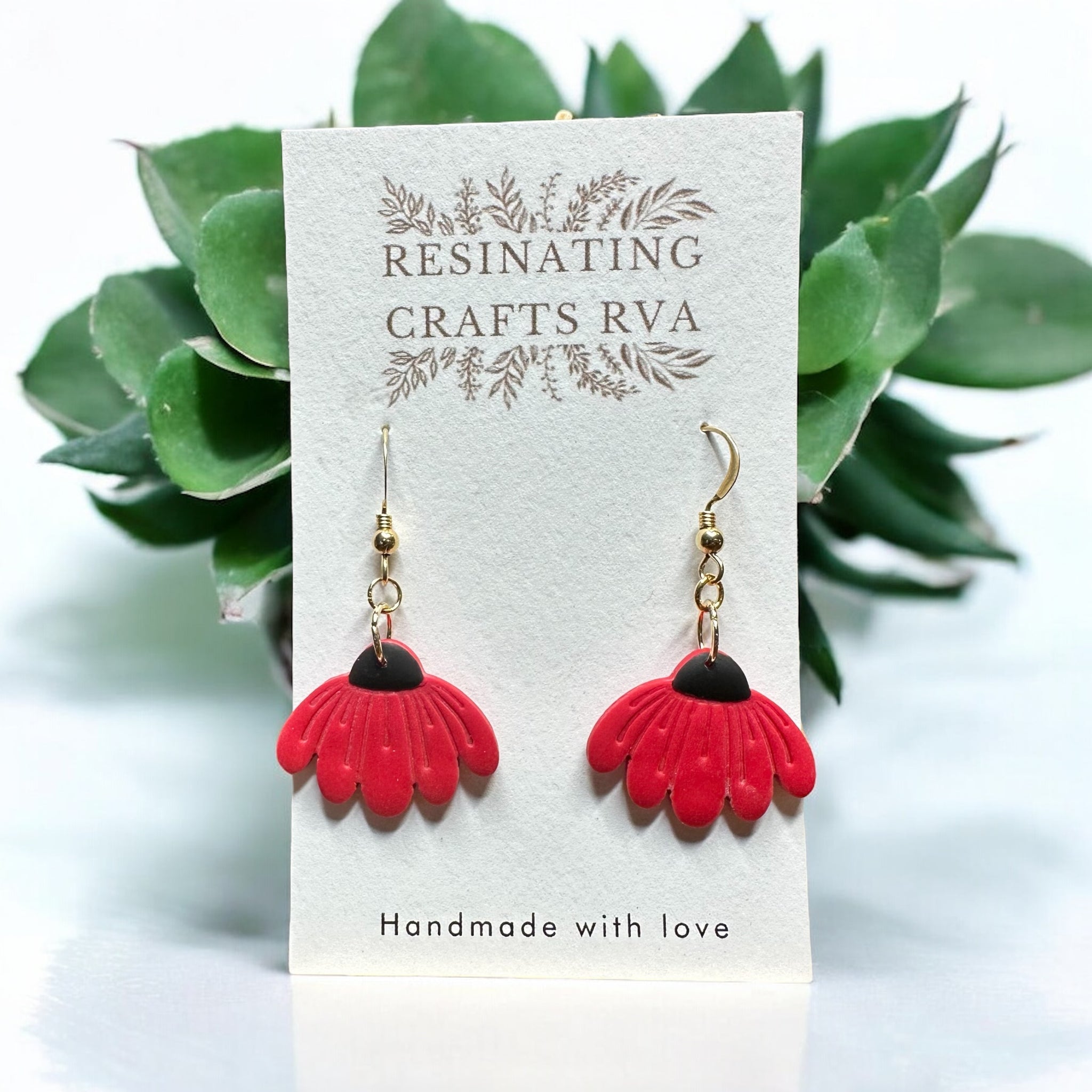 Daisy Flowers Polymer Clay Earrings, Gold Filled Earrings