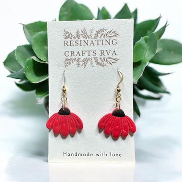 Daisy Flowers Polymer Clay Earrings, Gold Filled Earrings