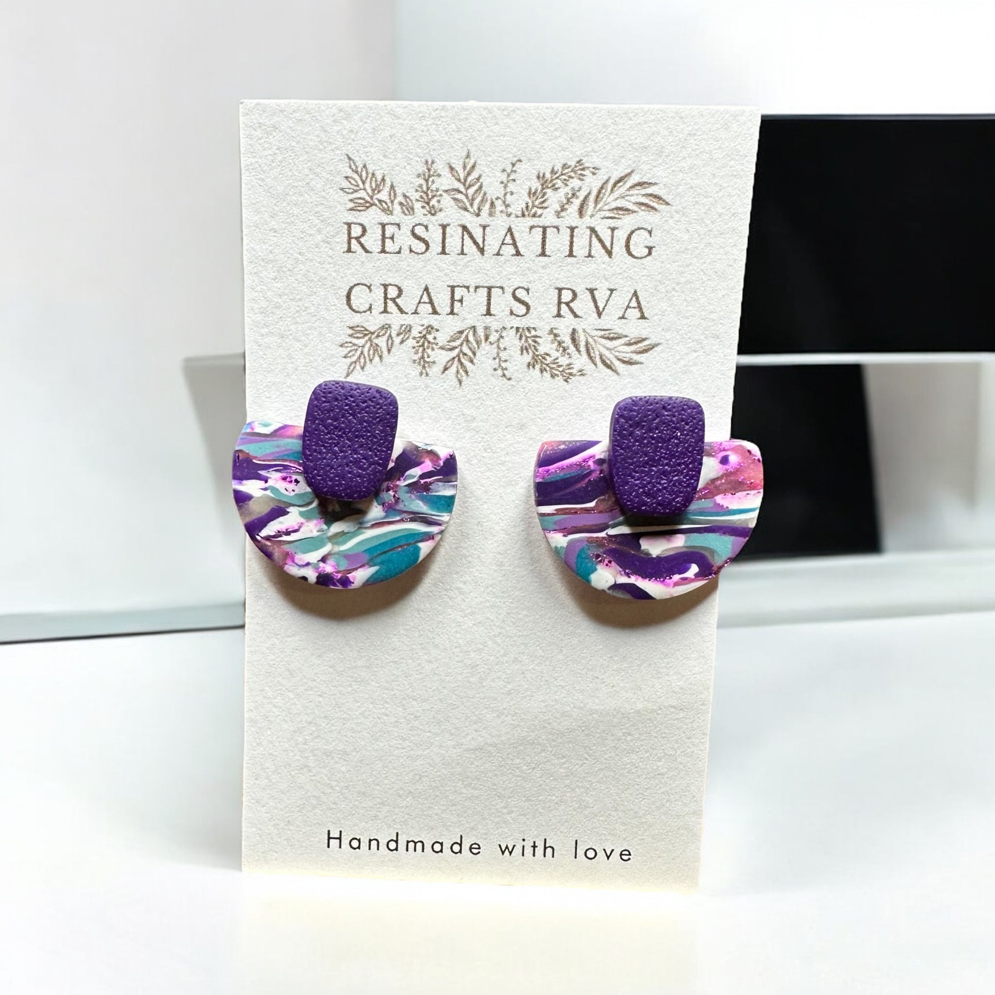 Layered Polymer Clay Earrings, Sterling Silver earrings