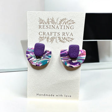Layered Polymer Clay Earrings, Sterling Silver earrings