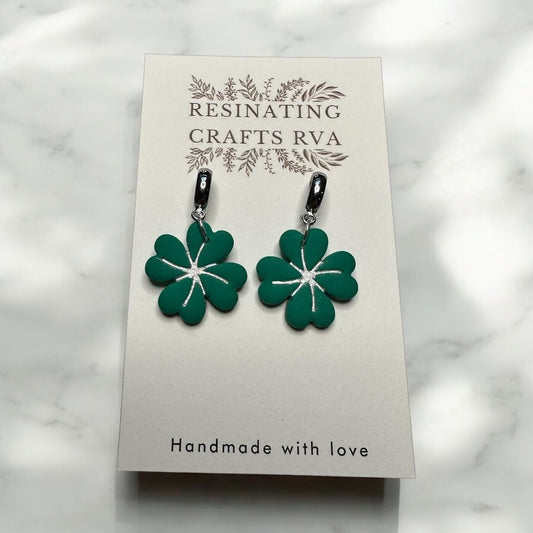 Shamrock Polymer Clay Dangle Earrings