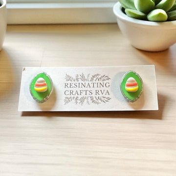 Candy Corn Polymer Clay Stud Earrings, Stainless steel posts posts