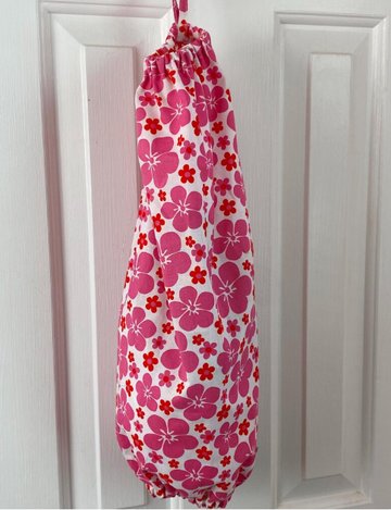 Pink Floral Plastic Bag Holder