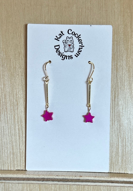 Pink Star Drop Earrings
