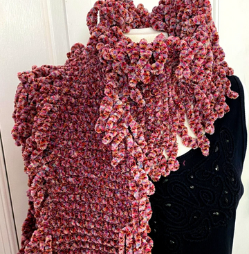 Poetic Pink Hand Knitted Fringe Scarf
