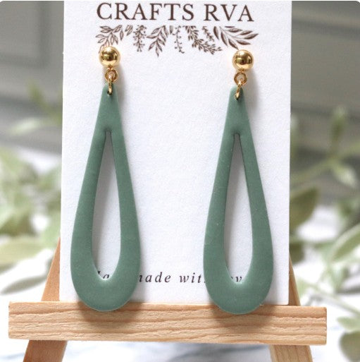 Muse Drop Polymer Clay Earrings, lightweight and hypoallergenic earrings, Silver, Gold Earring Options, Clay Earrings