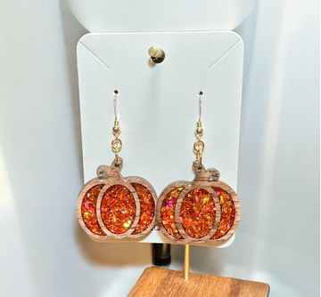 Walnut Pumpkin Earrings, Sterling Silver