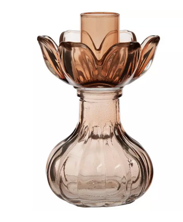 Glass Flower Tapered Candle Holder