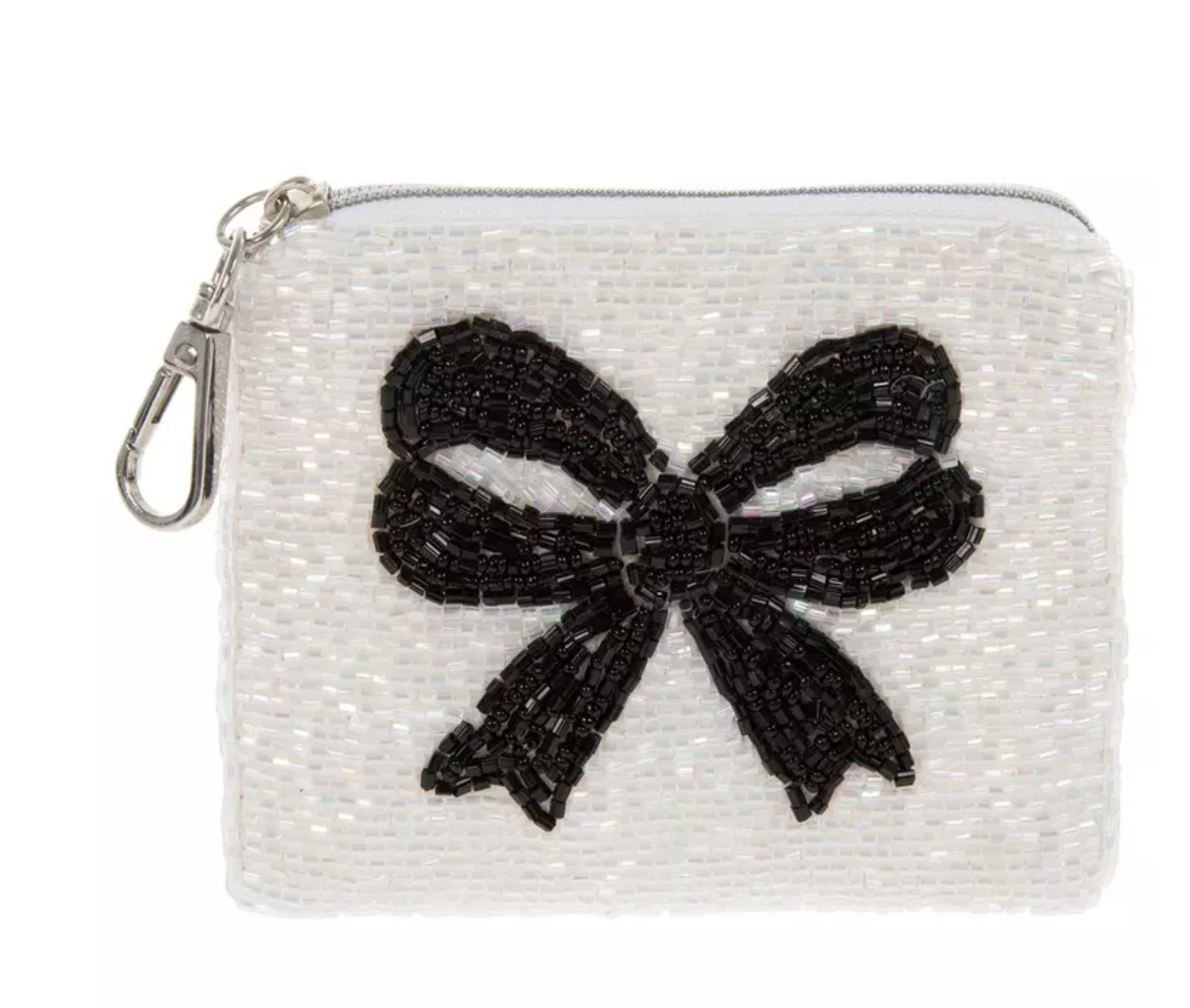 Beaded Black Bow Coin Purse