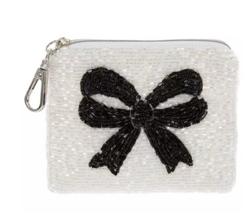 Beaded Black Bow Coin Purse
