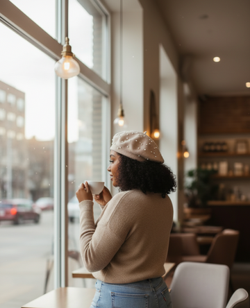 Parisian Wool Beret With Pearl Embellishments