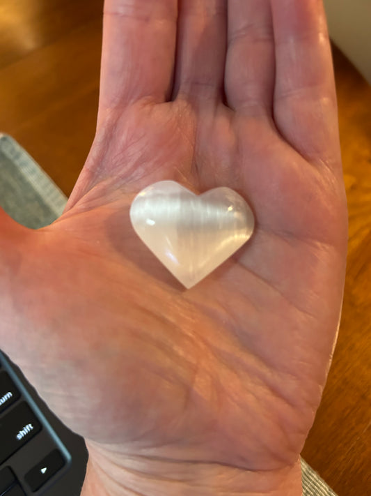 Selenite Pocket Heart