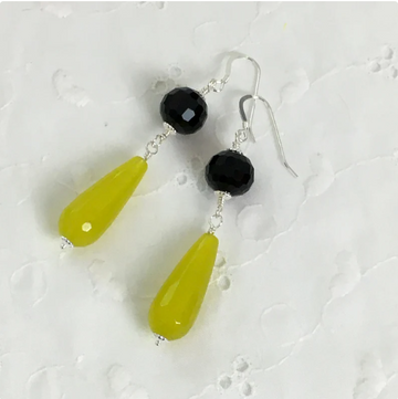 Yellow Jade Teardrop Earrings