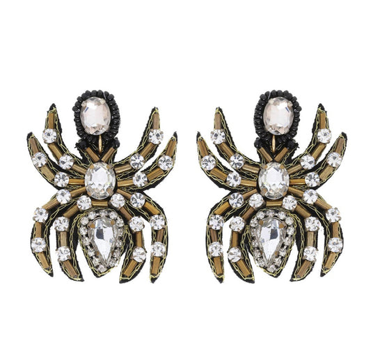 Spooky Spider Seed Bead Earrings