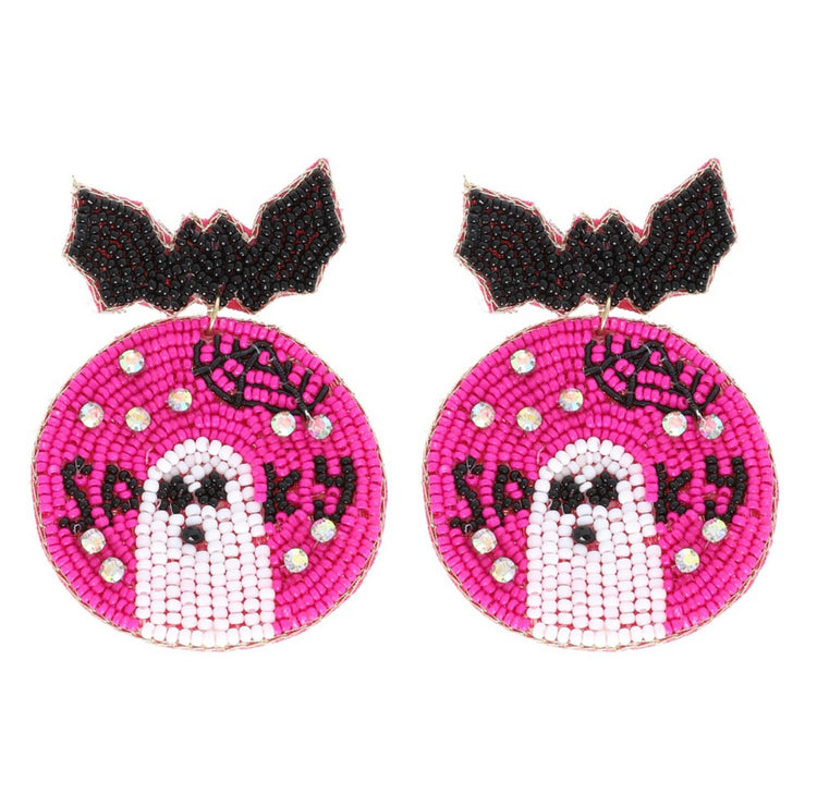 Spooky Ghostie Seed Bead Earrings